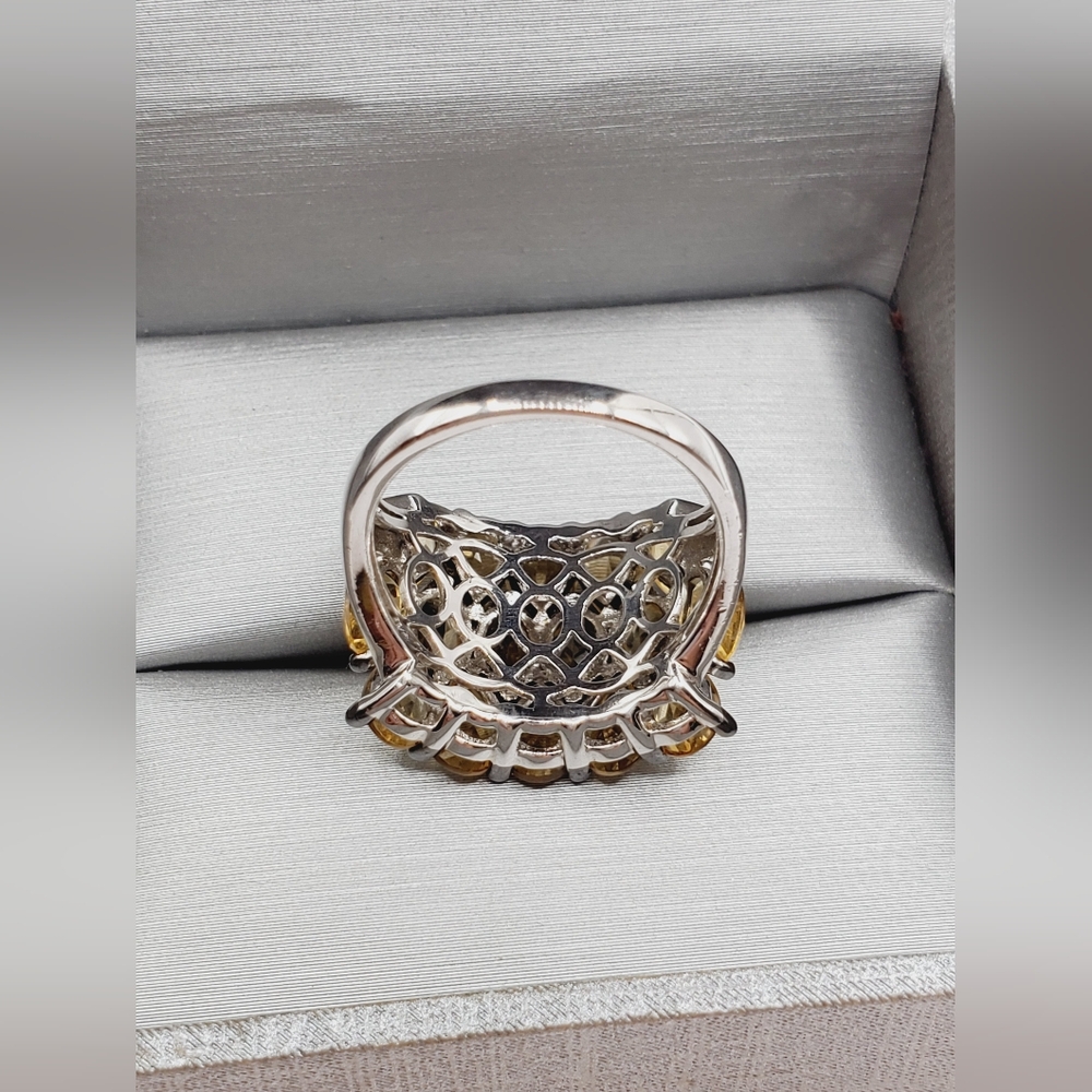 Genuine Pear Shaped Citrine Black Rhodium / 925 Sterling Silver Statement Ring - Picture 4 of 7